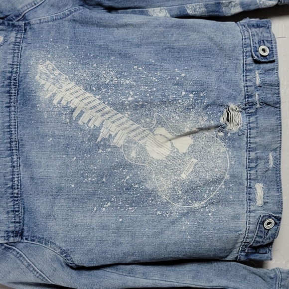ART CLASS Graphic Studed Denim Jean Jacket M - Picture 5 of 14